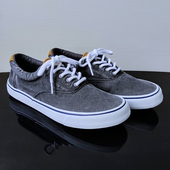 Sperry Men Top-Sider Striper CVO Sneaker in Cool Looking Salt-Washed Black/Grey - Picture 2 of 13